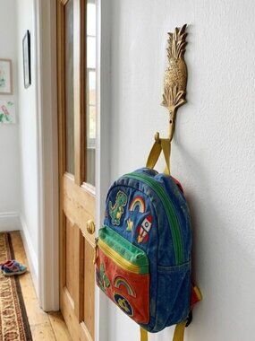 Vintage Solid Aged Patina Brass Pineapple Shaped Wall Mount Hook